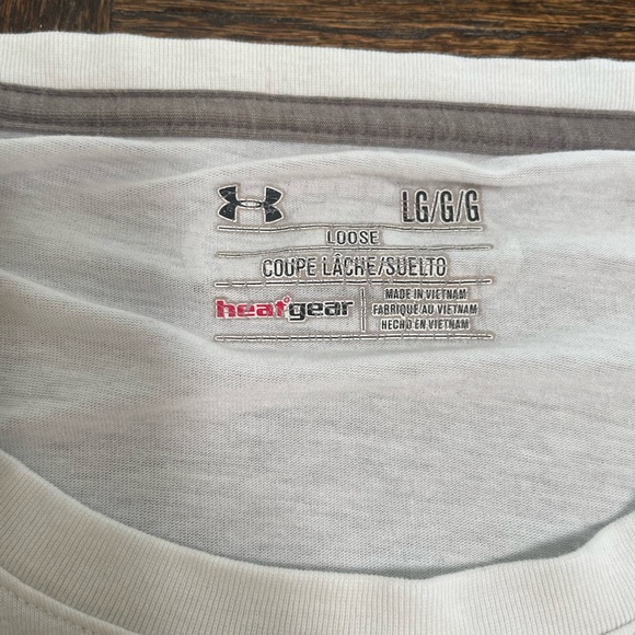 Under Armour Charged T-Shirt White Loose Fit Size Large Heat Gear Retro Vintage - Picture 2 of 5